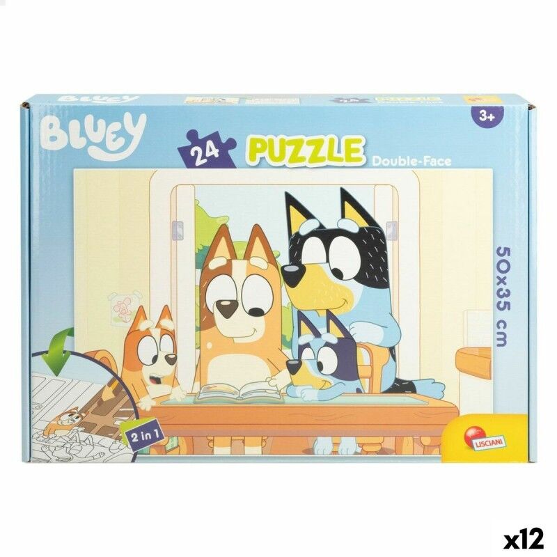 Bluey|Puzzle Infantil Bluey Dupla face 24 Peças 50 x 35 cm (12 Unidades)