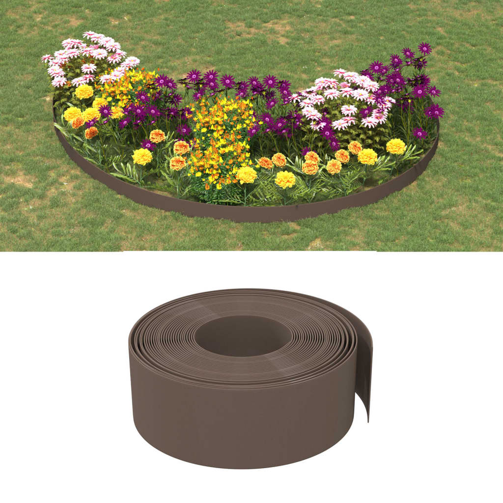 vidaXL Bordas de jardim 2 pcs 10 m 20 cm polietileno castanho