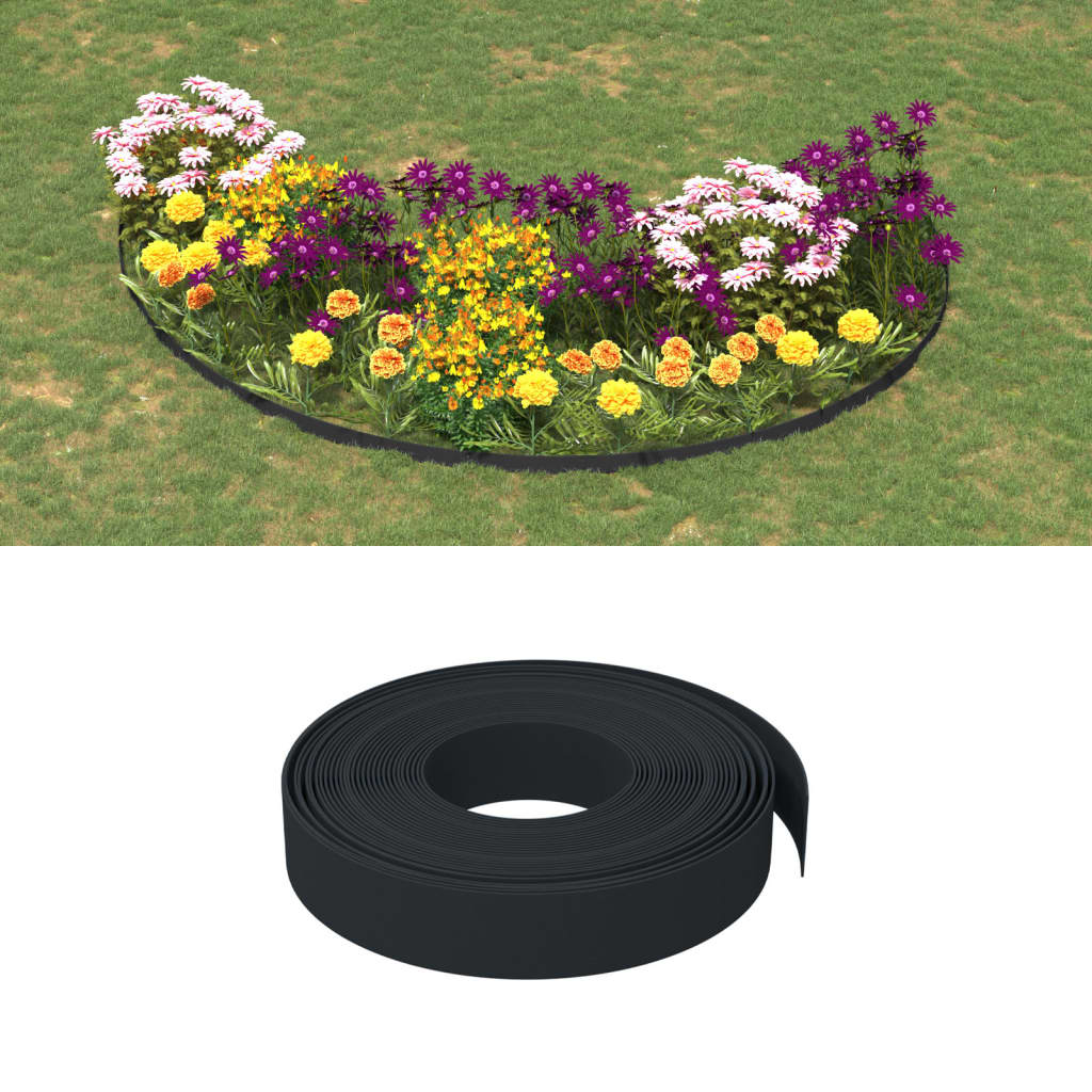 vidaXL Bordas de jardim 4 pcs 10 m 10 cm polietileno preto