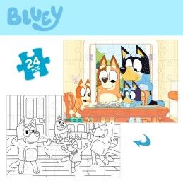 Bluey|Puzzle Infantil Bluey Dupla face 24 Peças 50 x 35 cm (12 Unidades)