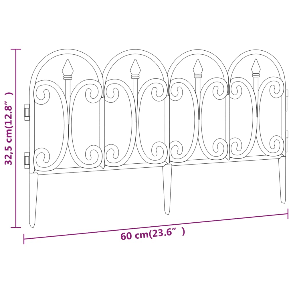 vidaXL Bordas de relvado 17 pcs 10 m PP branco