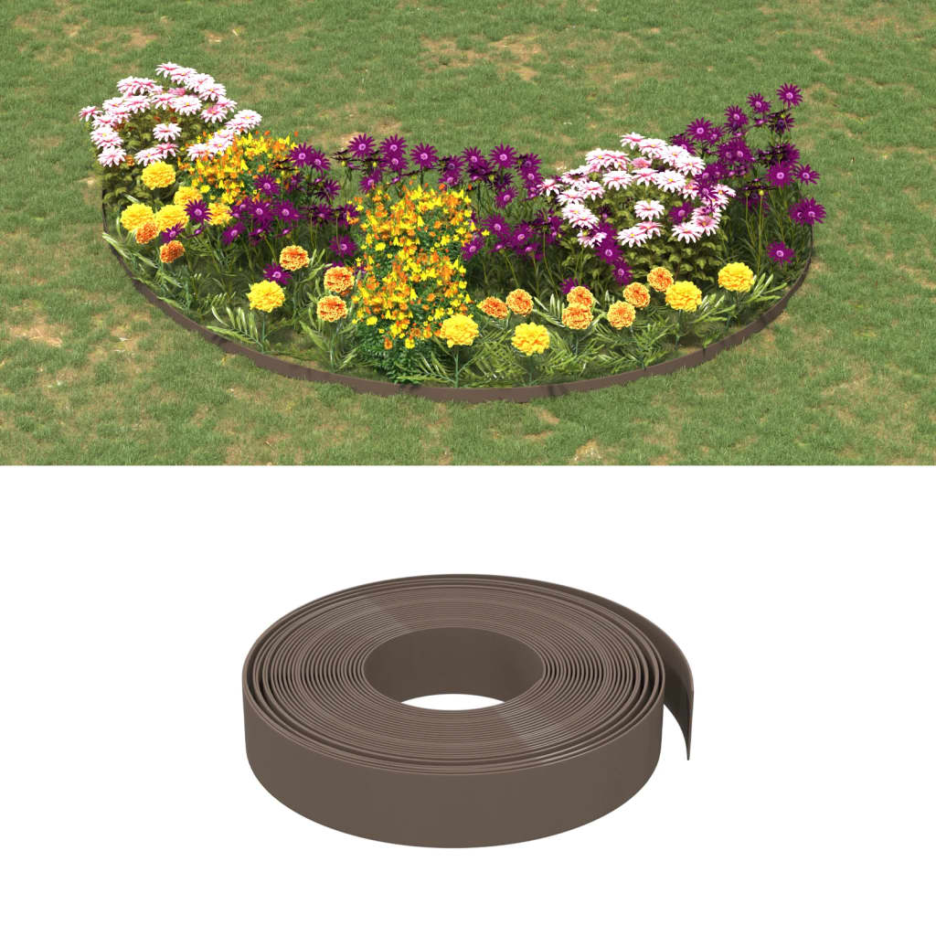 vidaXL Bordas de jardim 2 pcs 10 m 10 cm polietileno castanho