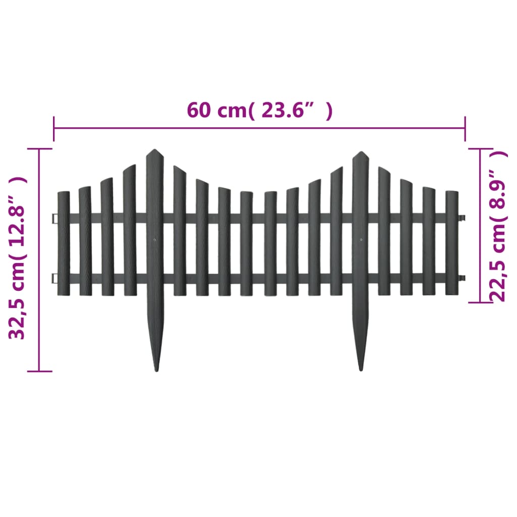 vidaXL Bordas de relvado 17 pcs 10 m PP antracite