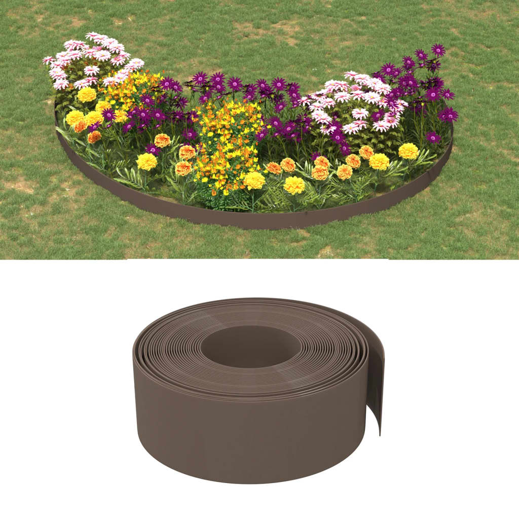 vidaXL Bordas de jardim 4 pcs 10 m 20 cm polietileno castanho