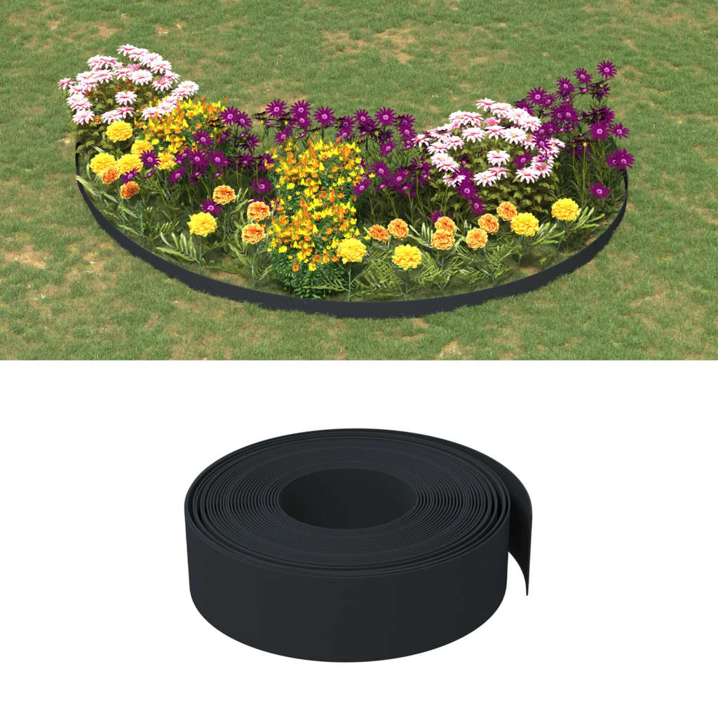 vidaXL Bordas de jardim 3 pcs 10 m 15 cm polietileno preto