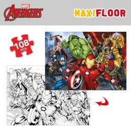 The Avengers|Puzzle Infantil The Avengers Dupla face 108 Peças 70 x 1,5 x 50 cm (6 Unidades)
