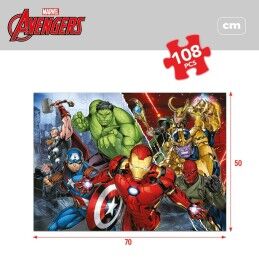 The Avengers|Puzzle Infantil The Avengers Dupla face 108 Peças 70 x 1,5 x 50 cm (6 Unidades)