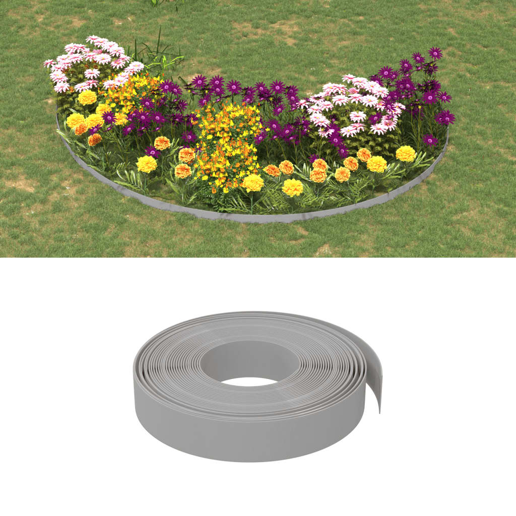 vidaXL Bordas de jardim 4 pcs 10 m 10 cm polietileno cinzento