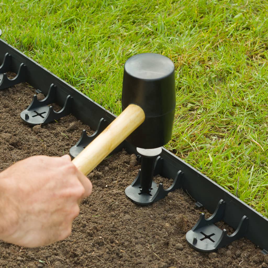 Nature Limitador de bordas e estacas de ancorar para jardim preto