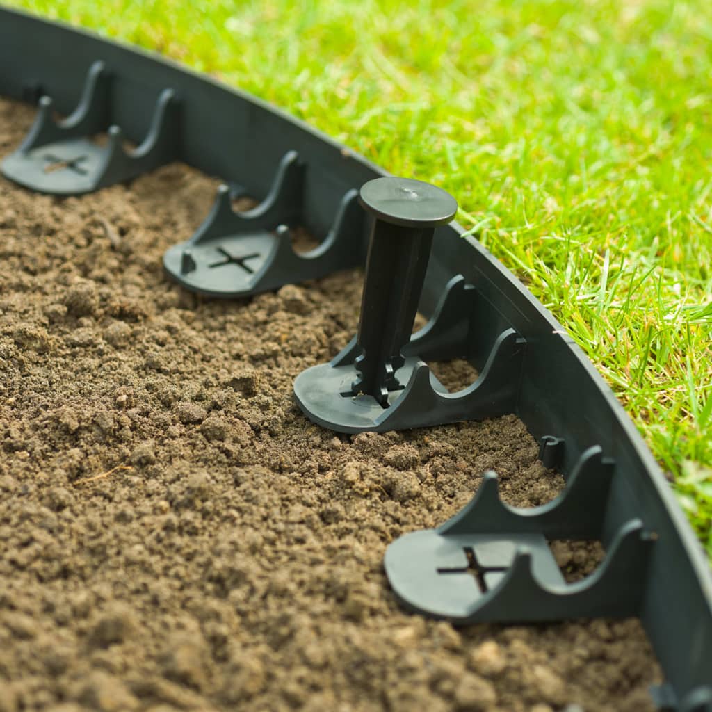 Nature Limitador de bordas e estacas de ancorar para jardim preto