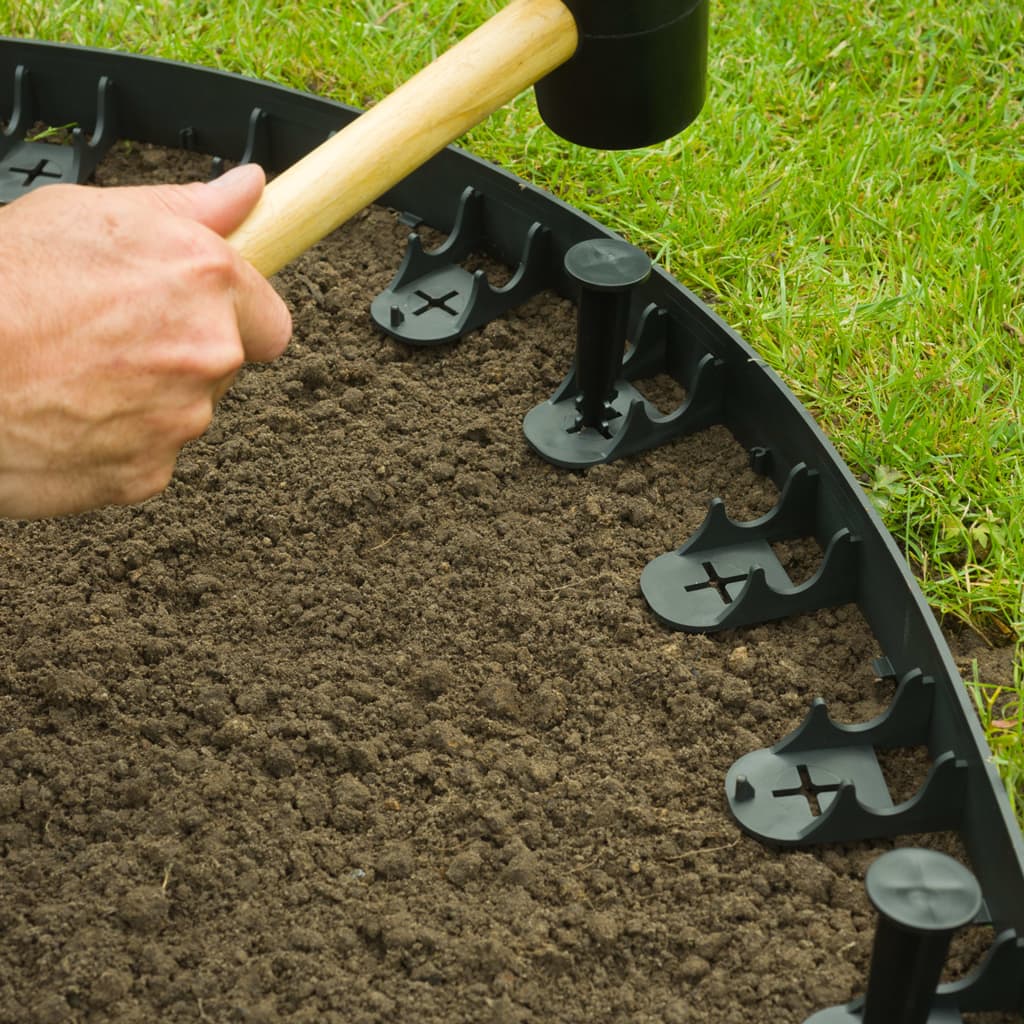 Nature Limitador de bordas e estacas de ancorar para jardim preto