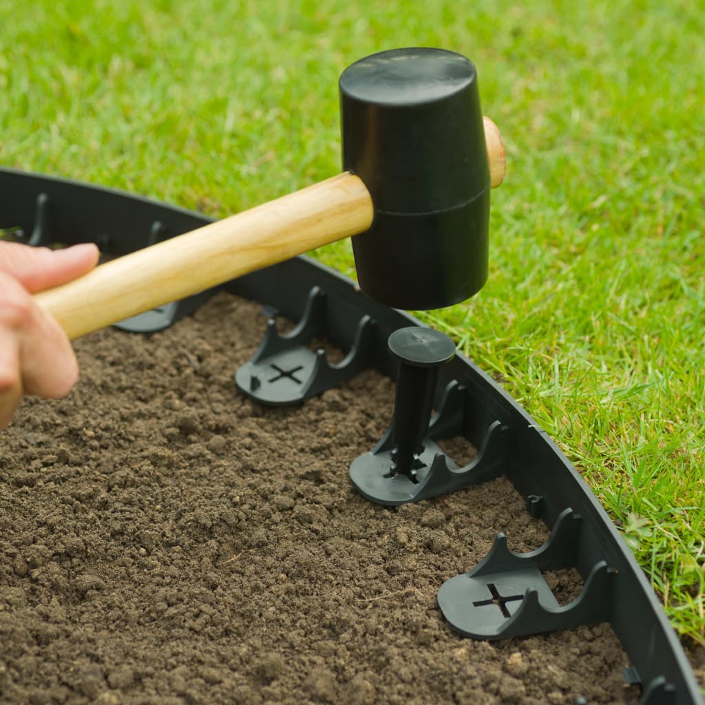 Nature Limitador de bordas e estacas de ancorar para jardim preto