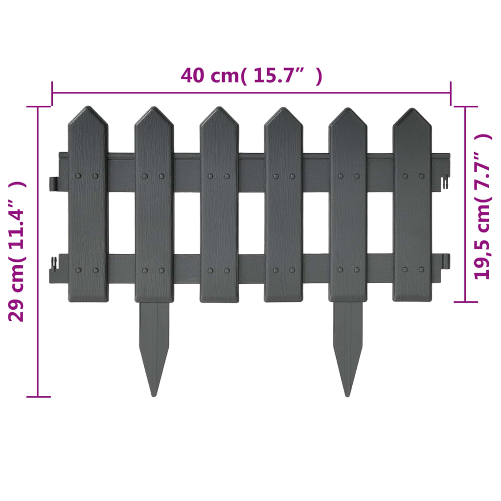 vidaXL Bordas de relvado 25 pcs 10 m PP antracite