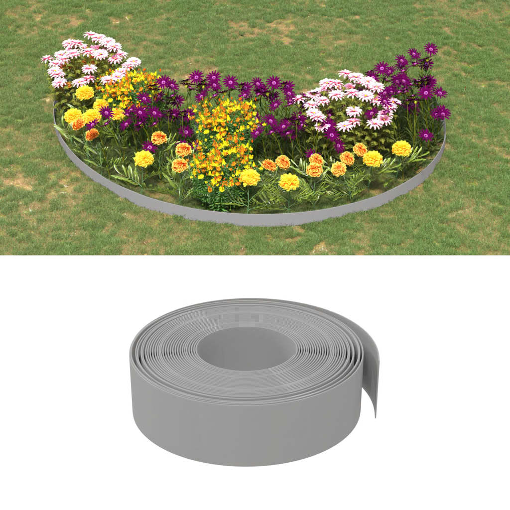 vidaXL Bordas de jardim 2 pcs 10 m 15 cm polietileno cinzento