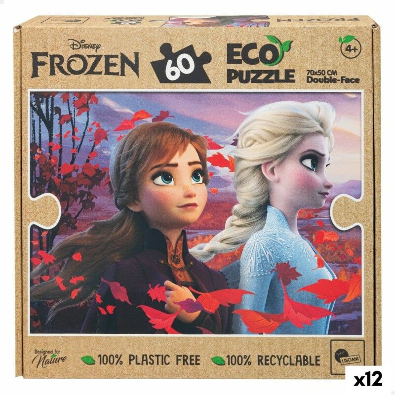 Frozen|Puzzle Infantil Frozen Dupla face 60 Peças 70 x 1,5 x 50 cm (12 Unidades)