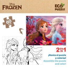 Frozen|Puzzle Infantil Frozen Dupla face 60 Peças 70 x 1,5 x 50 cm (12 Unidades)