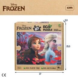 Frozen|Puzzle Infantil Frozen Dupla face 60 Peças 70 x 1,5 x 50 cm (12 Unidades)