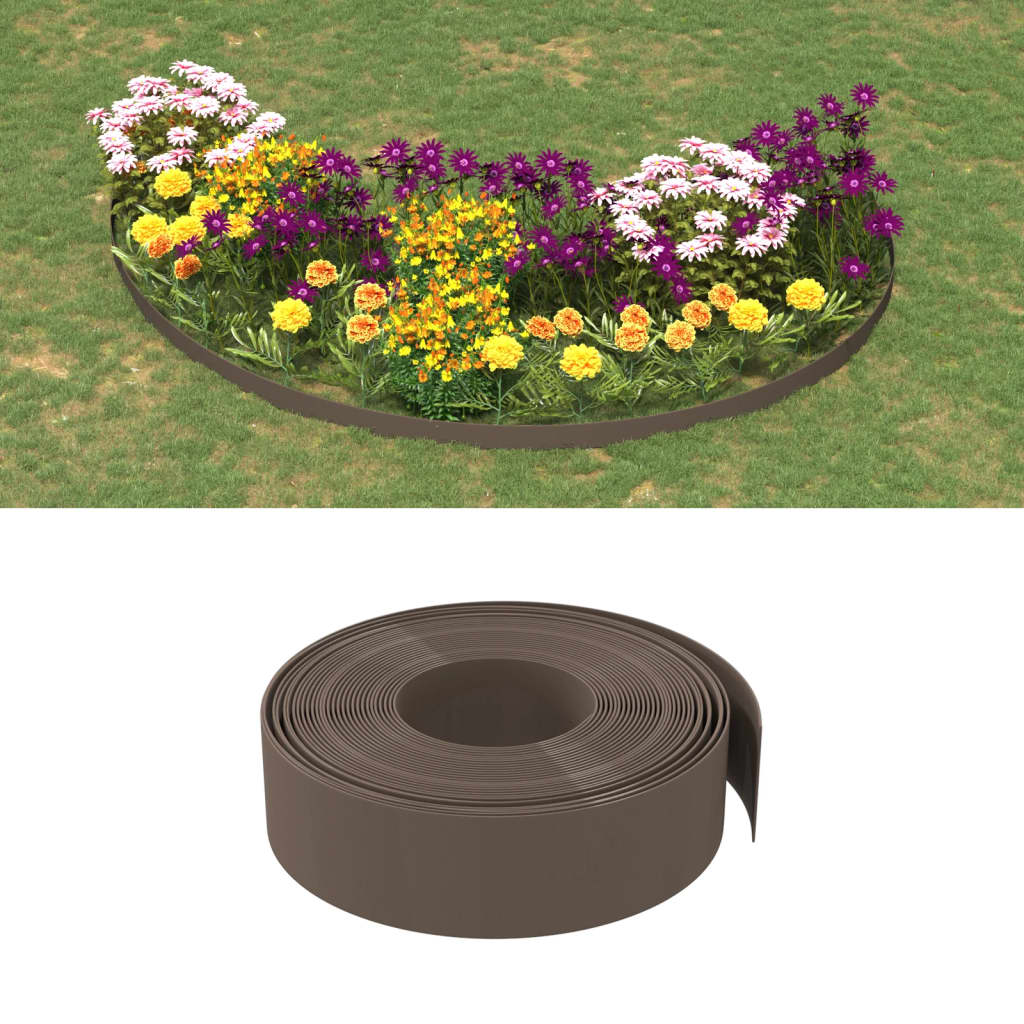 vidaXL Bordas de jardim 4 pcs 10 m 15 cm polietileno castanho