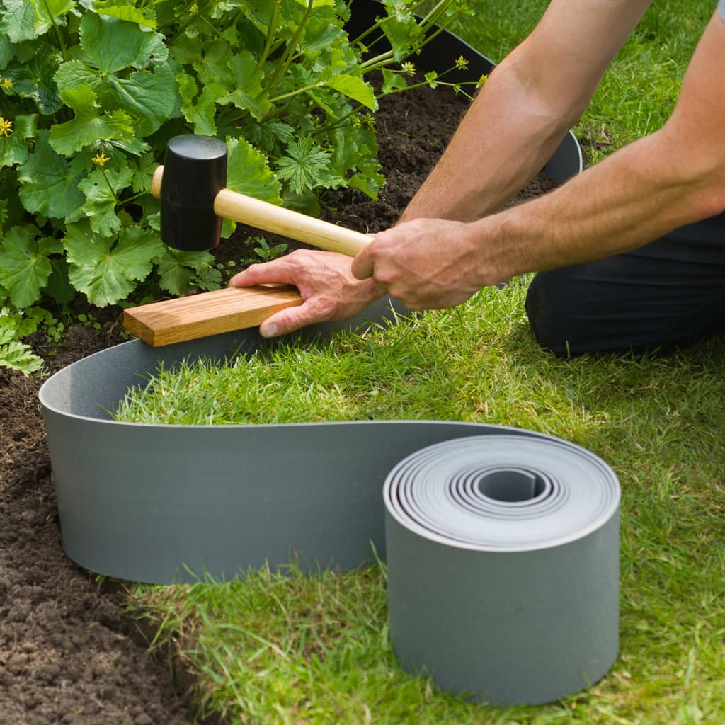 Nature Conjunto limitador de bordas de jardim e estaca cinzento