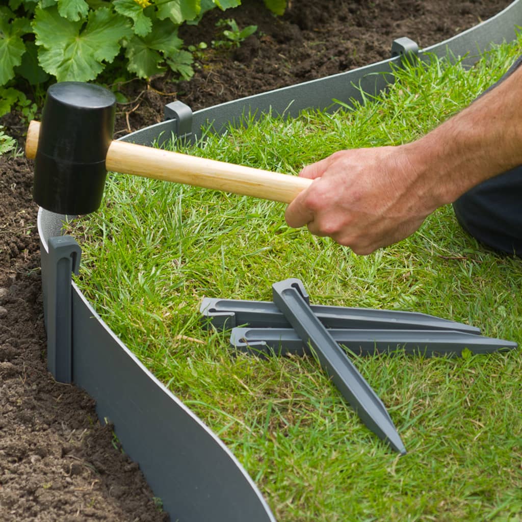 Nature Conjunto limitador de bordas de jardim e estaca cinzento