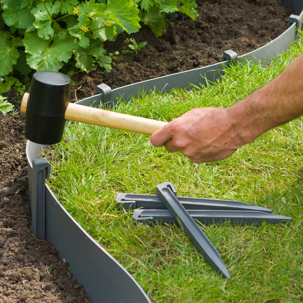 Nature Conjunto limitador de bordas de jardim e estaca cinzento