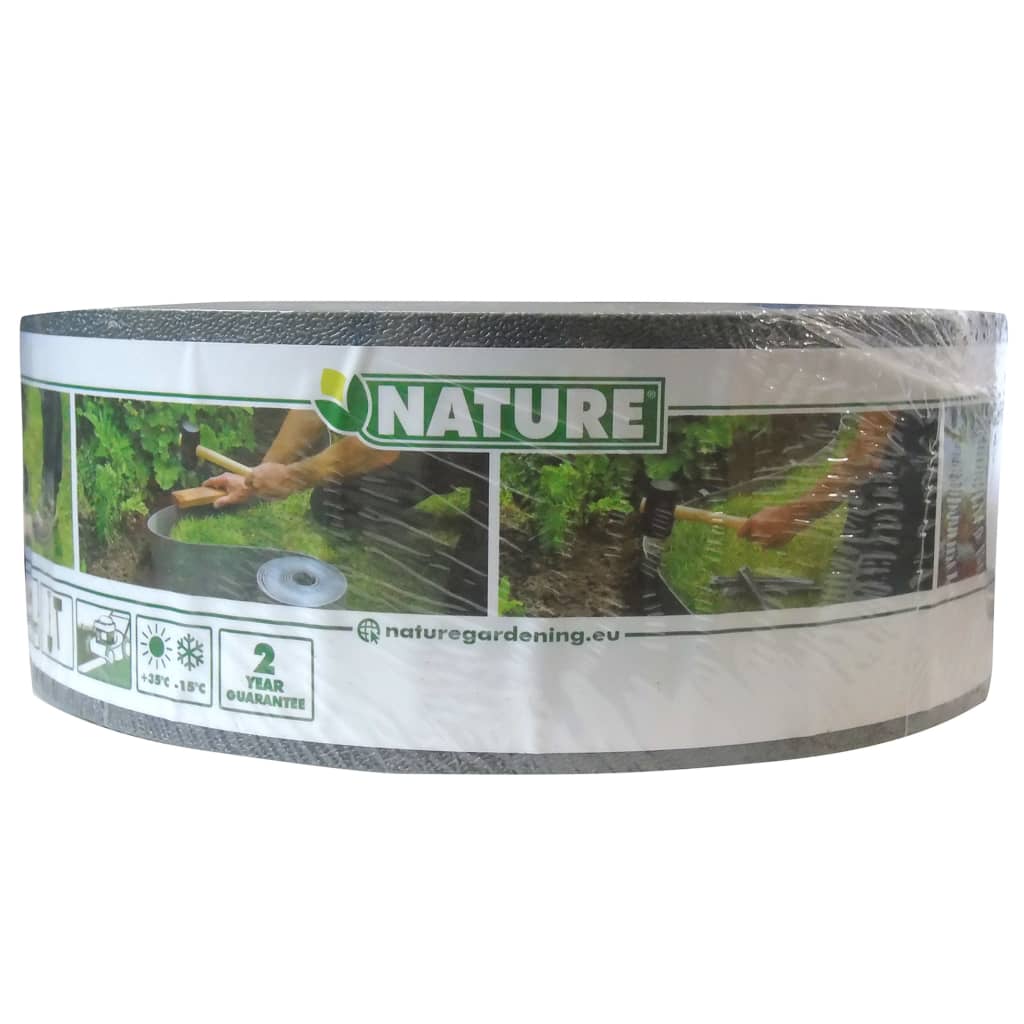 Nature Conjunto limitador de bordas de jardim e estaca cinzento