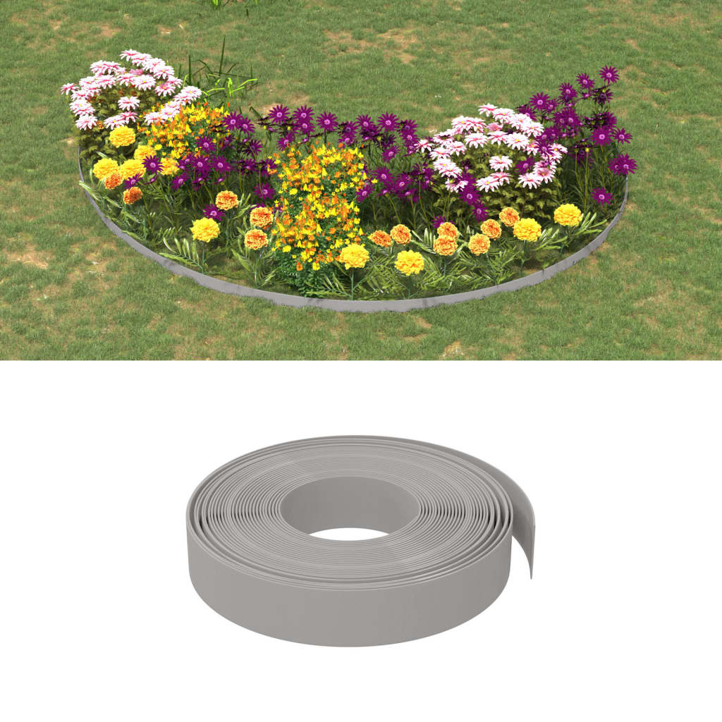 vidaXL Bordas de jardim 5 pcs 10 m 10 cm polietileno cinzento