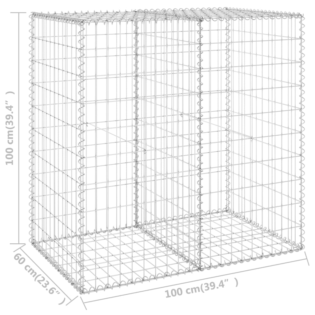 vidaXL Muro gabião com tampas aço galvanizado 100x60x100 cm