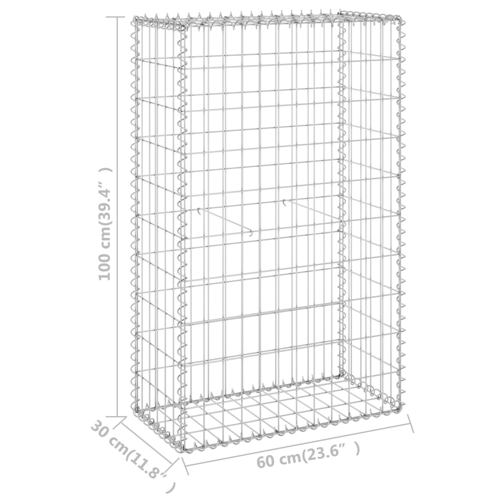 vidaXL Muro gabião com tampas aço galvanizado 60x30x100 cm