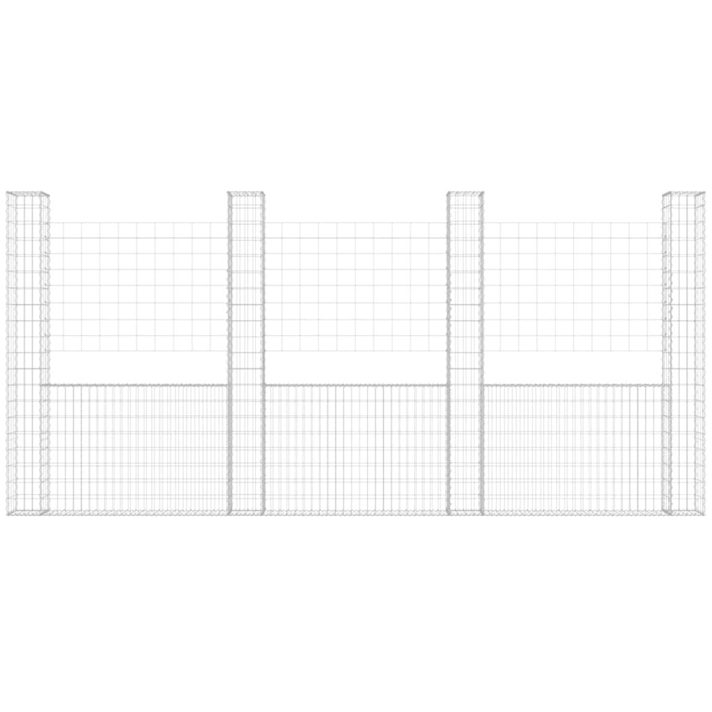 vidaXL Cesto gabião em forma de U c/ 5 postes 500x20x200 cm ferro