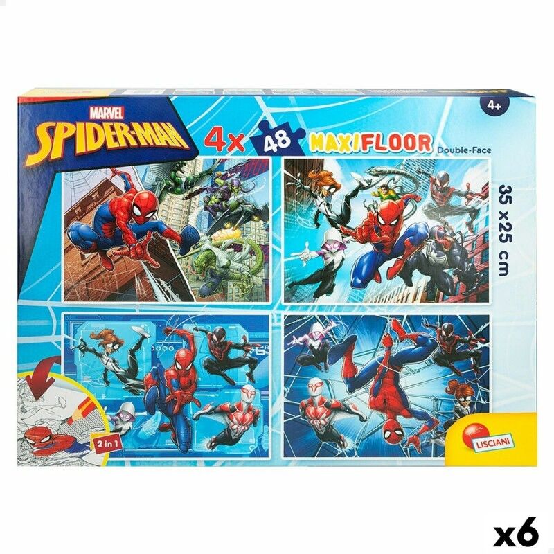 Spider-Man|Puzzle Infantil Spider-Man Dupla face 4 em 1 48 Peças 35 x 1,5 x 25 cm (6 Unidades)