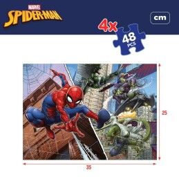 Spider-Man|Puzzle Infantil Spider-Man Dupla face 4 em 1 48 Peças 35 x 1,5 x 25 cm (6 Unidades)