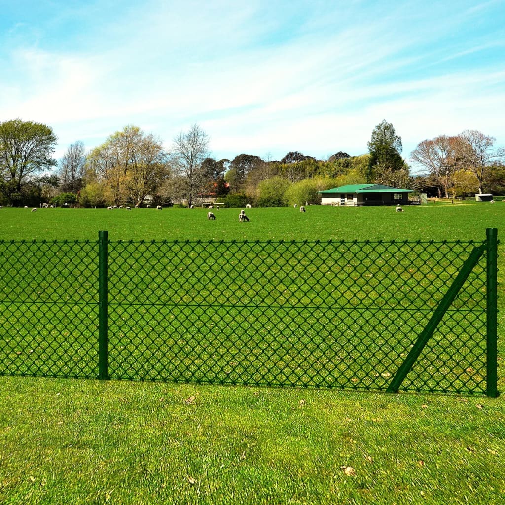 vidaXL Cerca de arame com postes/espetos 0,8x25 m aço