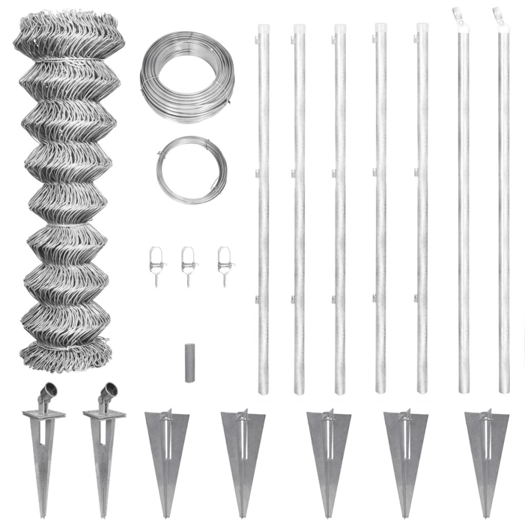 vidaXL Cerca de arame com postes/espetos 15x0,8 m aço galvanizado