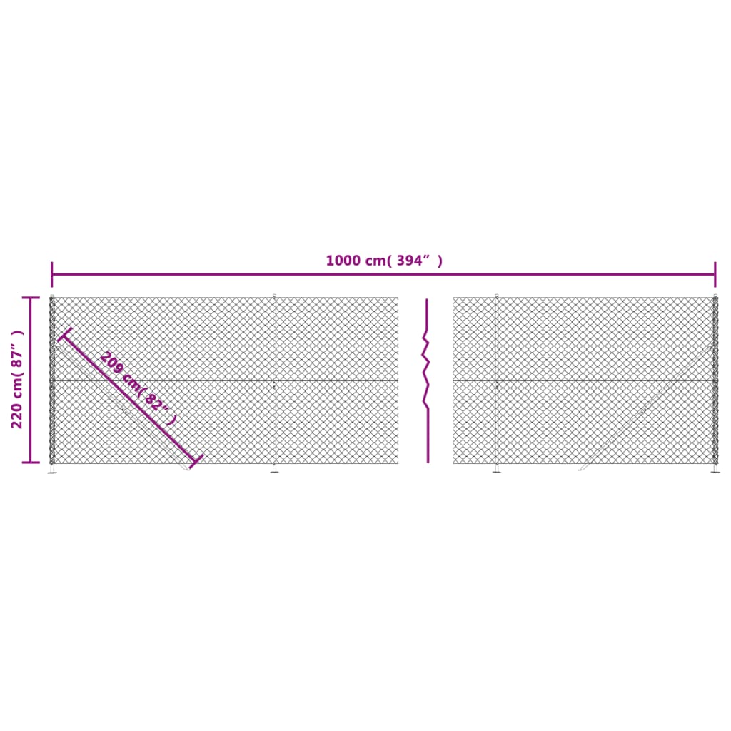 vidaXL Cerca de arame com flange 2,2x10 m antracite