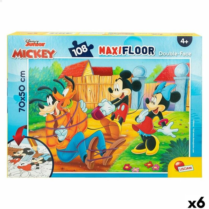 Mickey Mouse|Puzzle Infantil Mickey Mouse Dupla face 108 Peças 70 x 1,5 x 50 cm (6 Unidades)