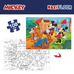 Mickey Mouse|Puzzle Infantil Mickey Mouse Dupla face 108 Peças 70 x 1,5 x 50 cm (6 Unidades)