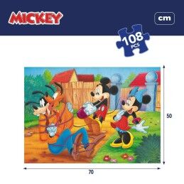Mickey Mouse|Puzzle Infantil Mickey Mouse Dupla face 108 Peças 70 x 1,5 x 50 cm (6 Unidades)