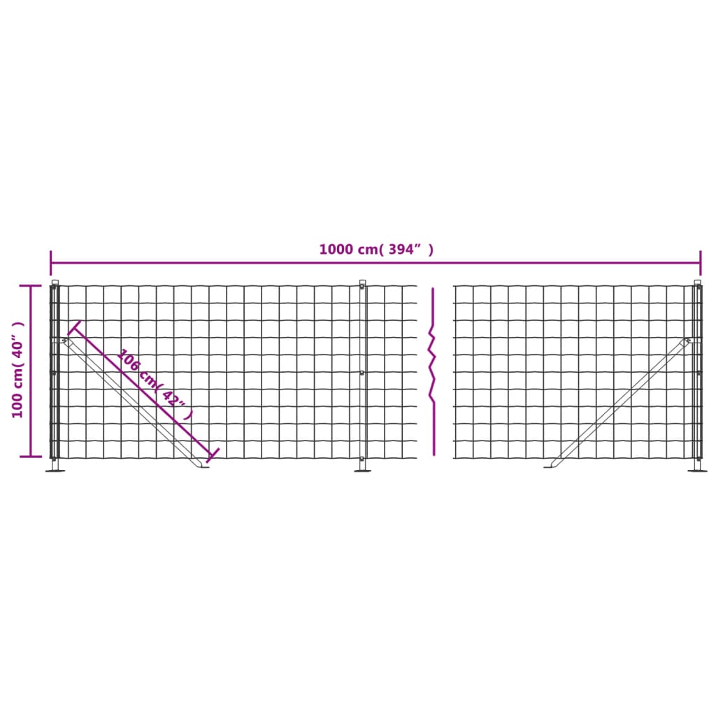 vidaXL Cerca de malha de arame com flange 1x10 m antracite