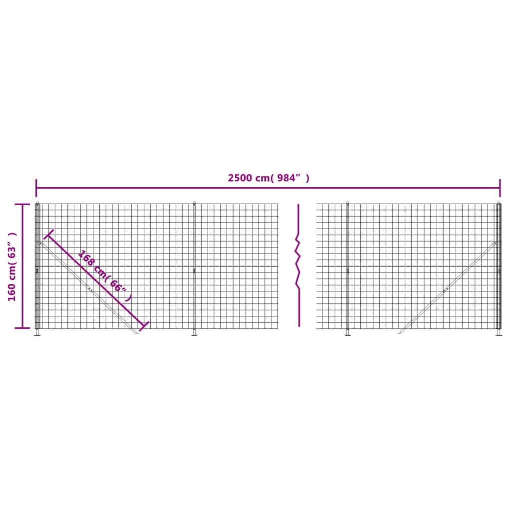 vidaXL Cerca de malha de arame com flange 1,6x25 m verde