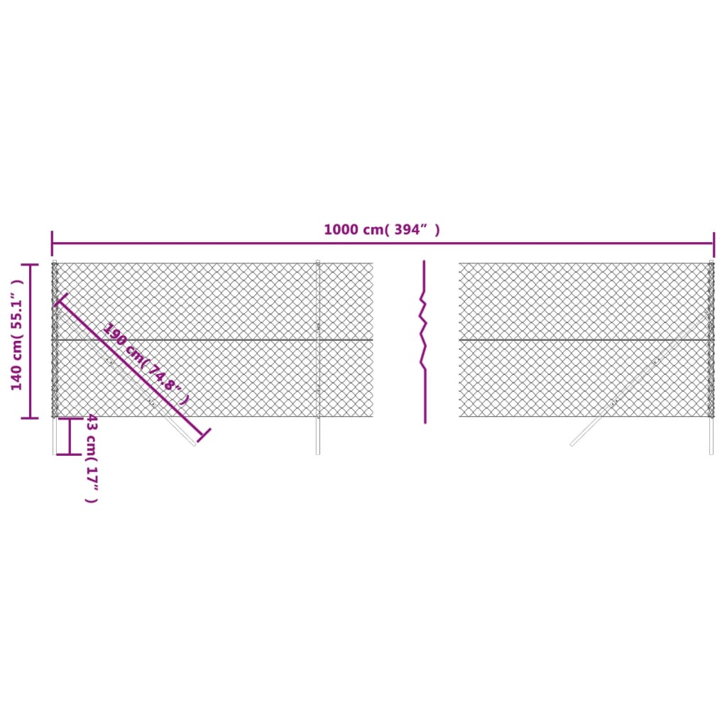 vidaXL Cerca de arame 1,4x10 m verde