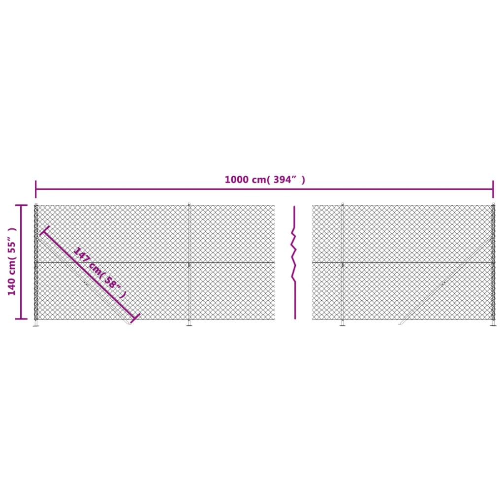 vidaXL Cerca de arame com flange 1,4x10 m verde