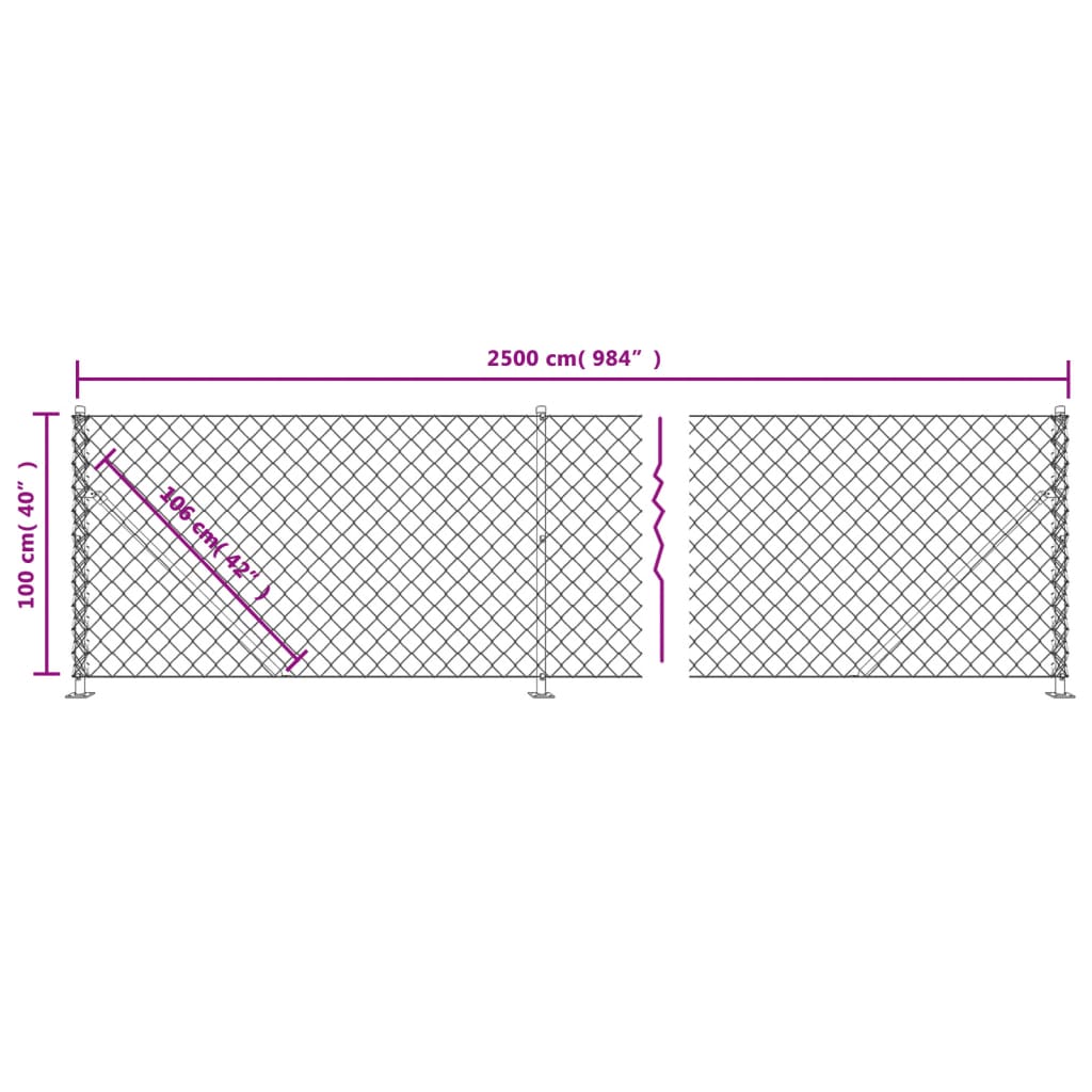 vidaXL Cerca de arame com flange 1x25 m verde