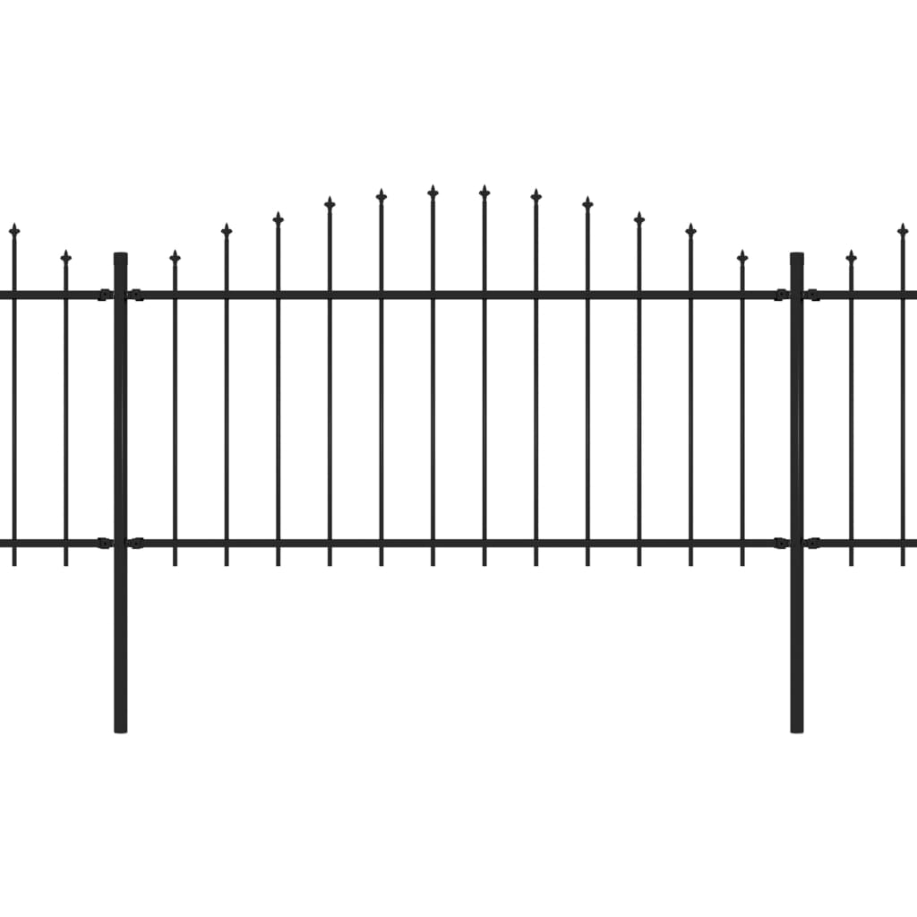 vidaXL Cerca de jardim com topo em lanças (1,25-1,5)x13,6 m aço preto