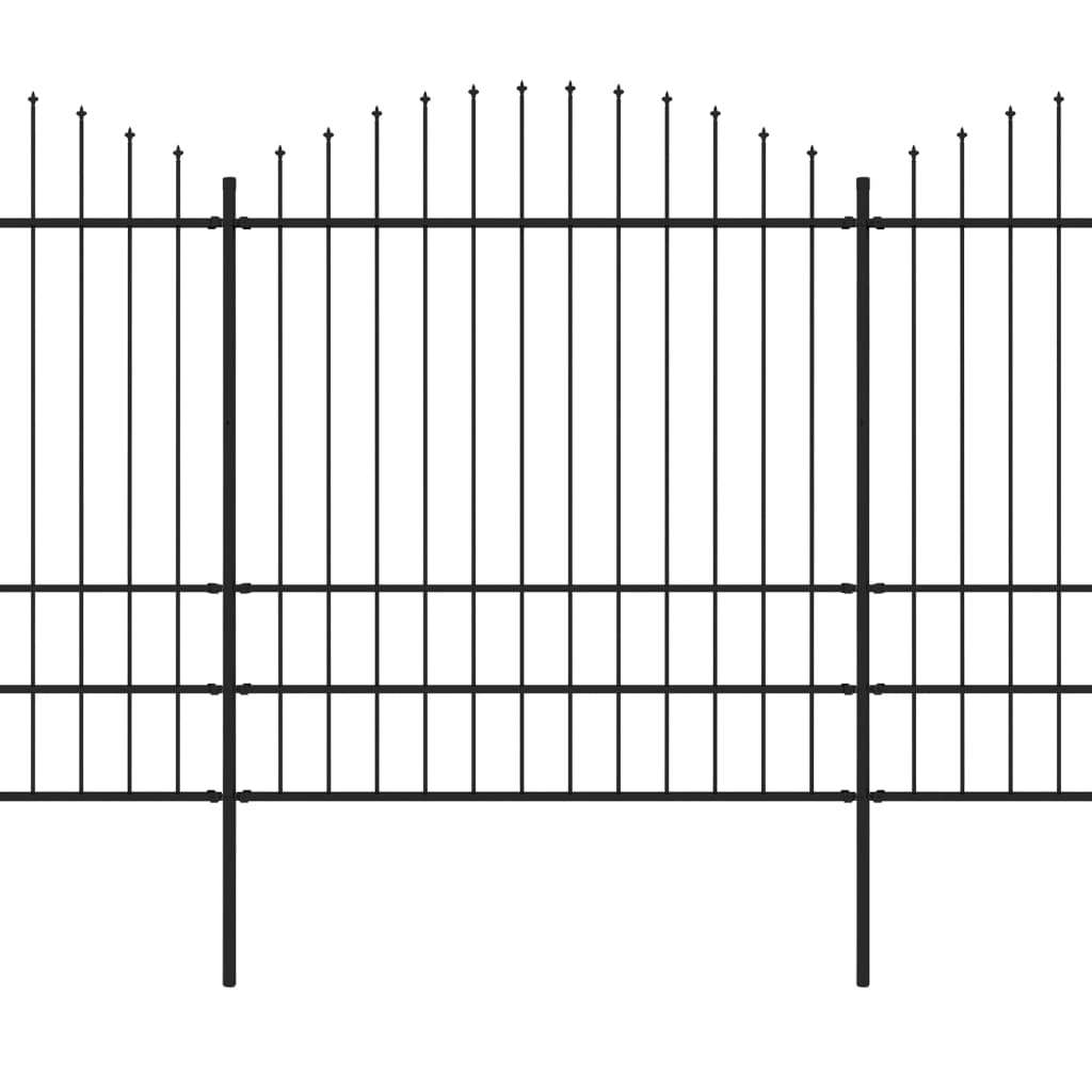 vidaXL Cerca de jardim com topo em lanças (1,75-2)x3,4 m aço preto