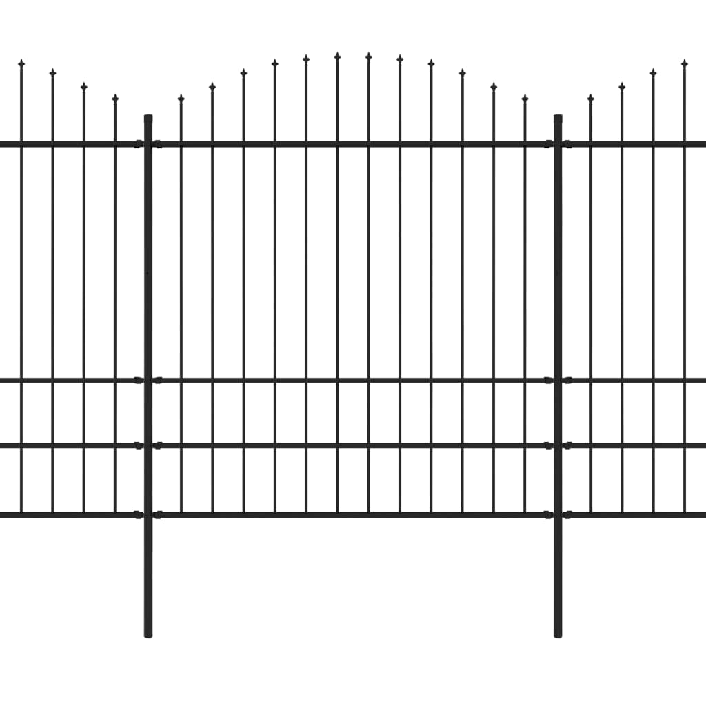 vidaXL Cerca de jardim com topo em lanças (1,75-2)x11,9 m aço preto