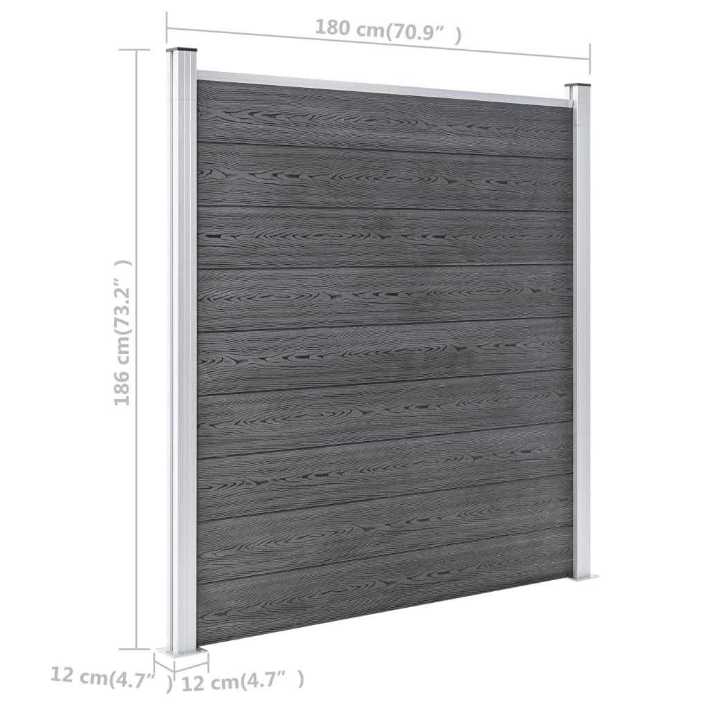 vidaXL Painel de vedação para jardim 1391x186 cm WPC cinzento