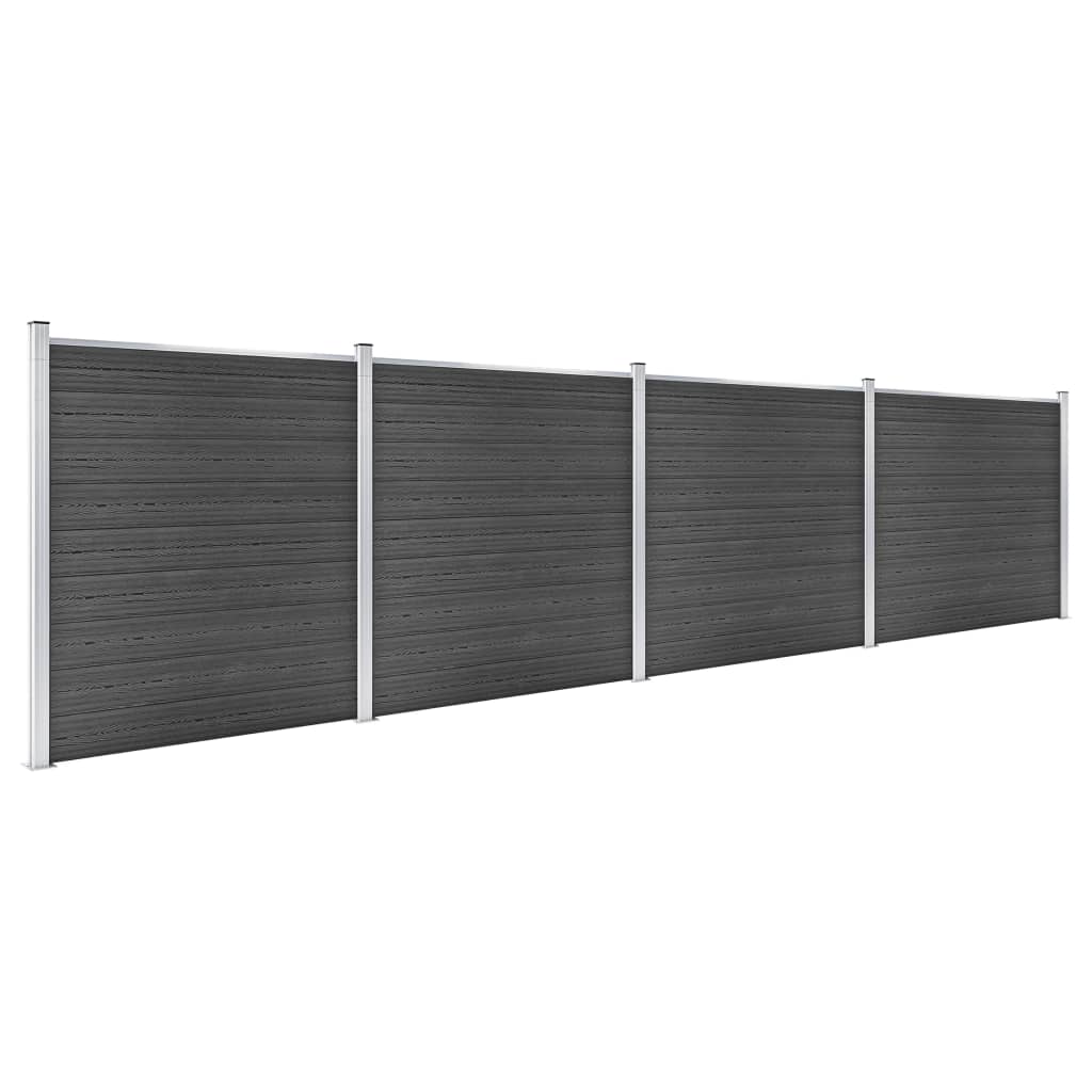 vidaXL Conjunto de painel de vedação WPC 699x186 cm preto