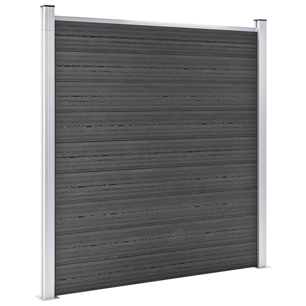 vidaXL Conjunto de painel de vedação WPC 699x186 cm preto