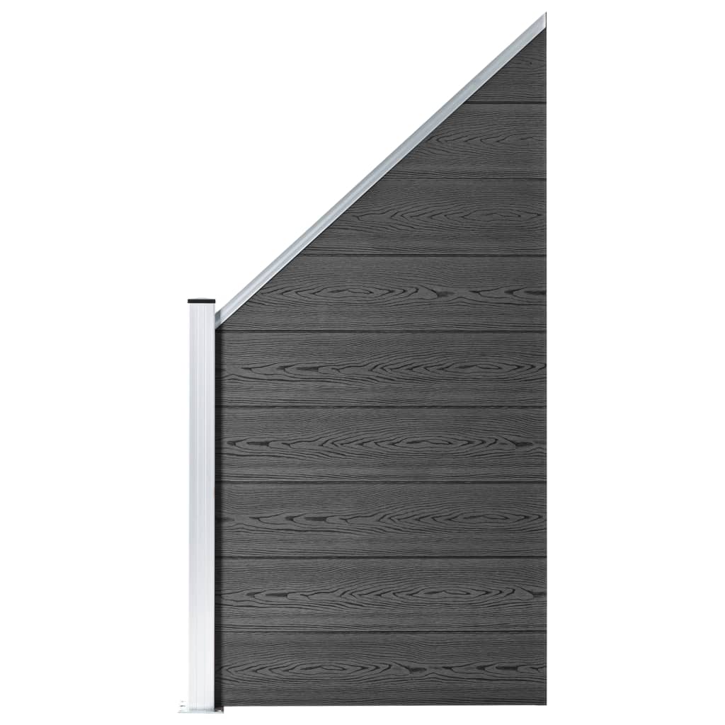 vidaXL Conjunto de painel de vedação WPC 446x(105-186) cm preto